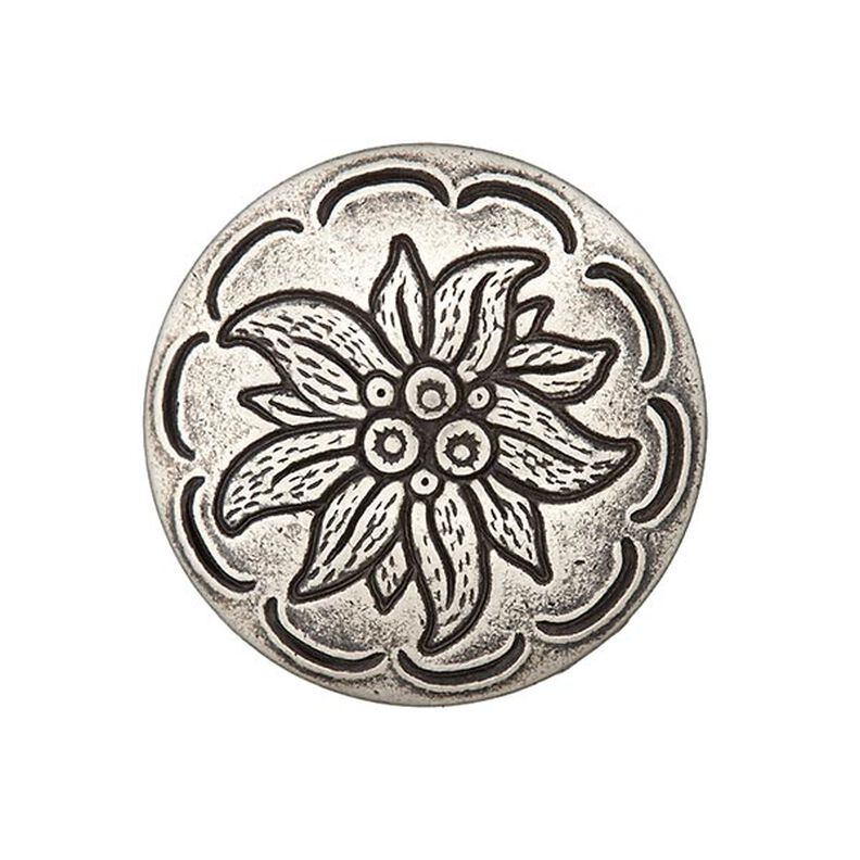 bottone abiti tirolesi, tralcio fiorito - argent ancien metallica antico metallica,  image number 1