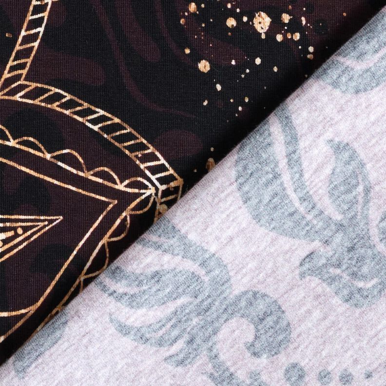 jersey di cotonetessuto con bordura Mandala con macchie dorate | Glitzerpüppi – marrone nerastro/oro,  image number 4