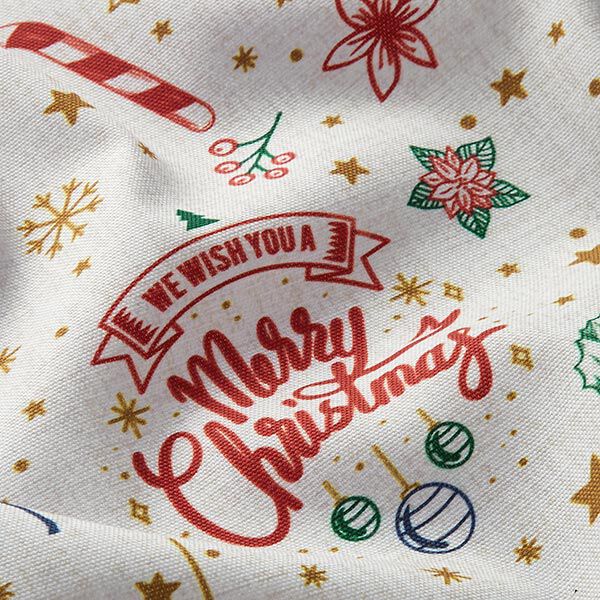 tessuto arredo mezzo panama Merry Christmas – naturale, image number 2