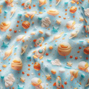 popeline di cotone Universo stampa digitale – azzurro, 