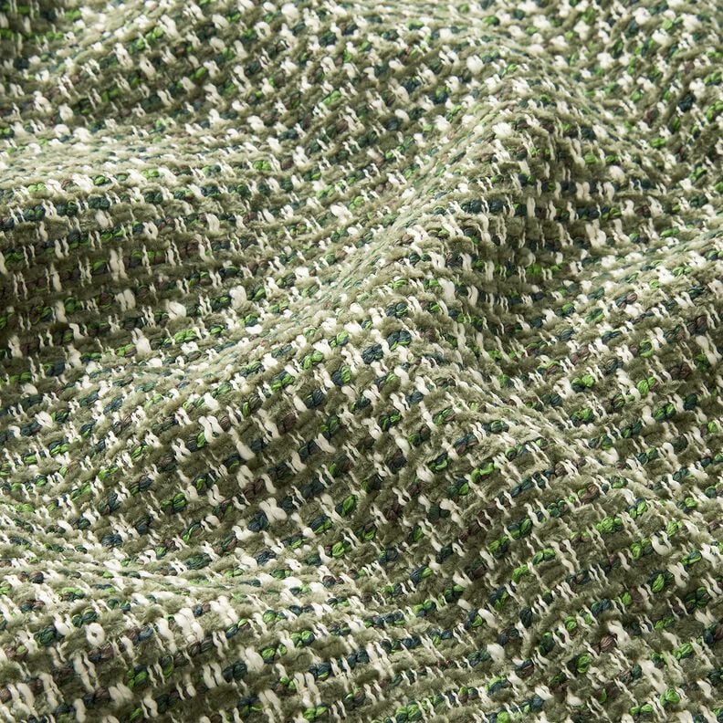 tessuto da tappezzeria Aspetto bouclé colorato – pino scuro/crema,  image number 2