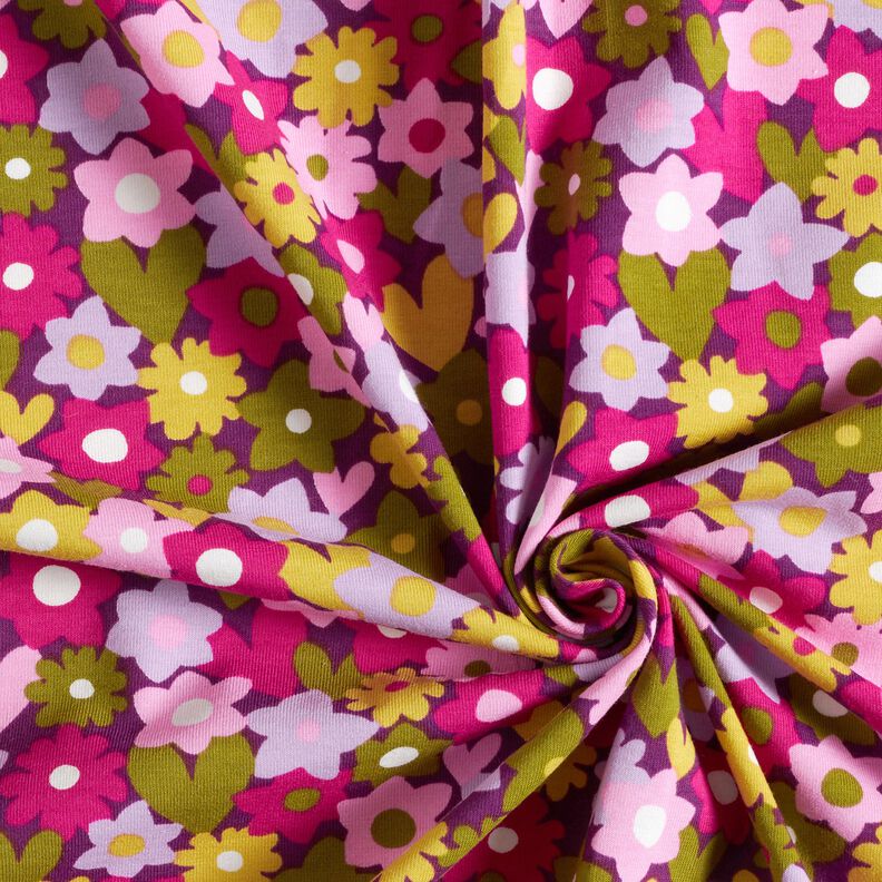 jersey di cotone Fiori variopinti | Poppy Fabrics – uva,  image number 3