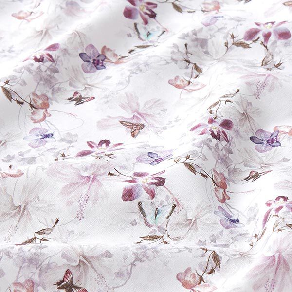 tessuto arredo popeline di cotone farfalle & orchidee – violetto pastello,  image number 2