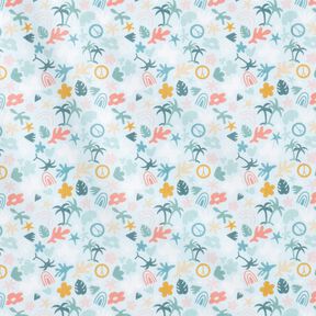 popeline di cotone bio Mondo delle palme – azzurro baby/menta chiaro, 