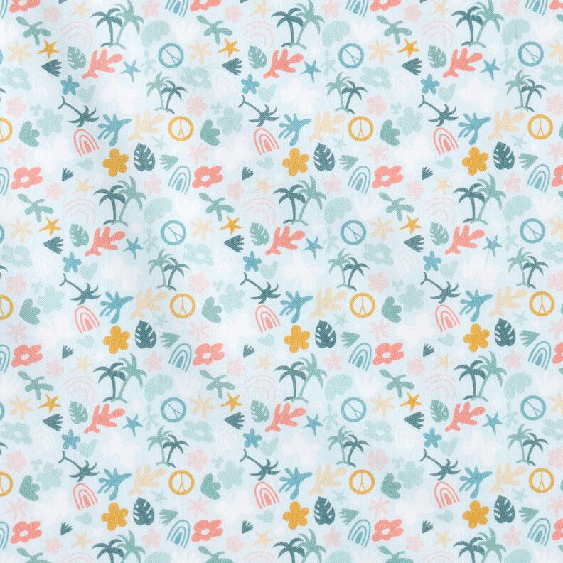 popeline di cotone bio Mondo delle palme – azzurro baby/menta chiaro,  image number 1