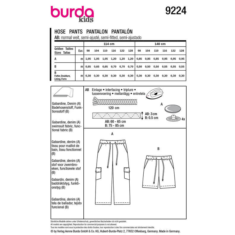 Pantaloni | Burda 9224 | 98-128,  image number 9