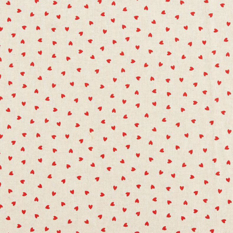 tessuto arredo mezzo panama Mini cuori sparsi – naturale/rosso,  image number 1