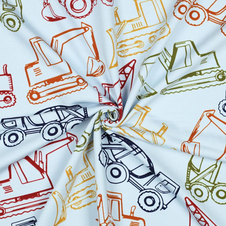 French terry, felpa estiva Veicoli da cantiere | Poppy Fabrics – azzurro baby/blu marino,  image number 3