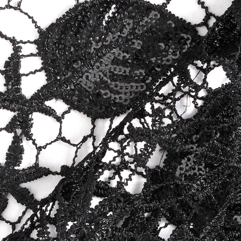tessuto in pizzo con paillettes e bordo a smerlo – nero,  image number 4