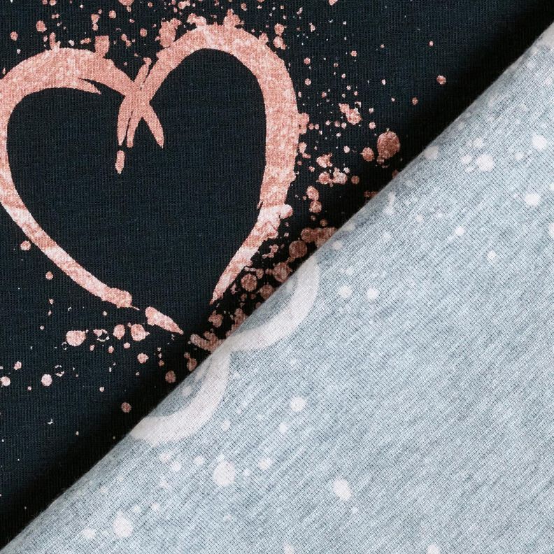 jersey di cotone Cuori con riflessi dorati | Glitzerpüppi – nero-azzurro/rosa antico scuro,  image number 4