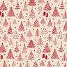 tessuto in cotone cretonne Graziosi abeti – naturale/rosso carminio,  thumbnail number 1