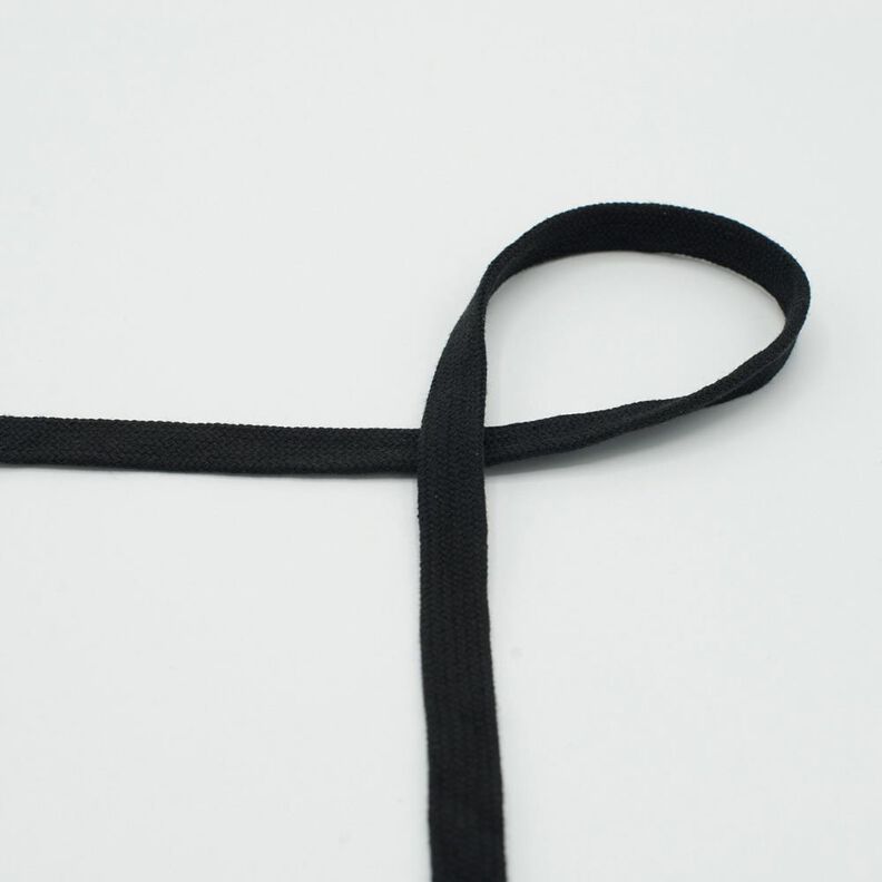 Cordoncino piatto Felpa cotone [15 mm] – nero,  image number 1