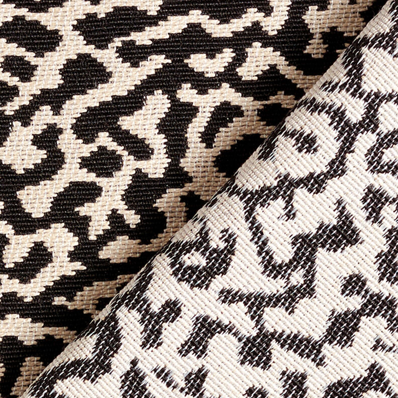 tessuto da rivestimento jacquard, motivo leopardato astratto, grande – nero/sabbia,  image number 4