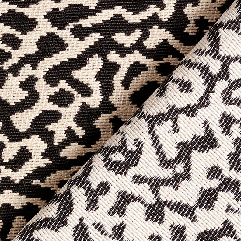 tessuto da rivestimento jacquard, motivo leopardato astratto, grande – nero/sabbia, image number 4