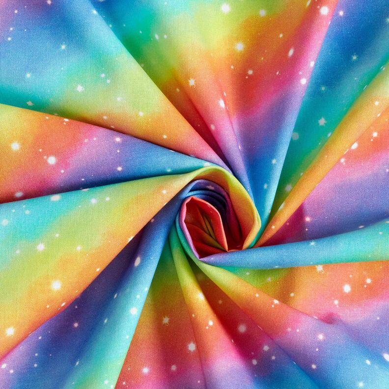 popeline di cotone Polvere di stelle arcobaleno stampa digitale – blu reale/mix di colori,  image number 3