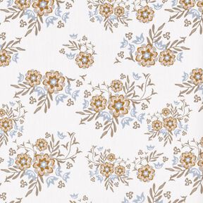 popeline di cotone Delicati bouquet – bianco/marrone chiaro, 