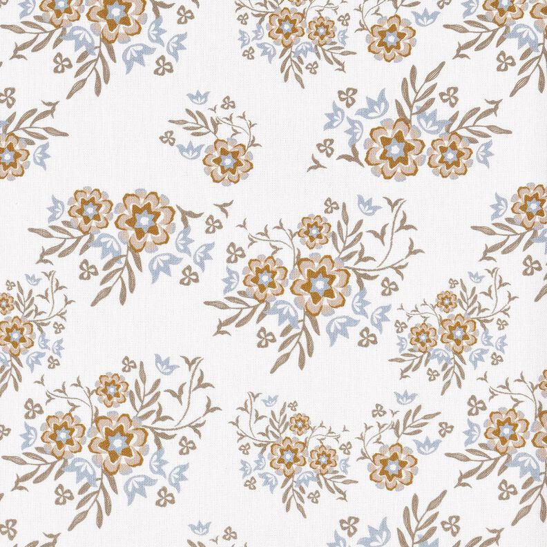 popeline di cotone Delicati bouquet – bianco/marrone chiaro,  image number 1