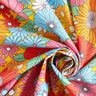 tessuto in cotone cretonne Grandi fiori retrò – turchese/giallo sole,  thumbnail number 3