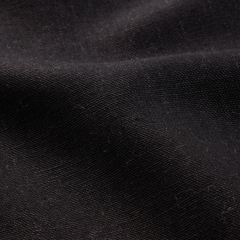 Tessuto in puro lino pesante tinta unita – nero,  image number 2
