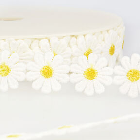 nastro in pizzo, margherite – bianco/giallo, 