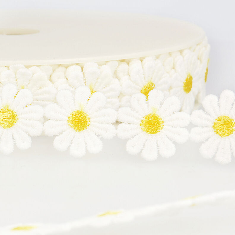 nastro in pizzo, margherite – bianco/giallo,  image number 1