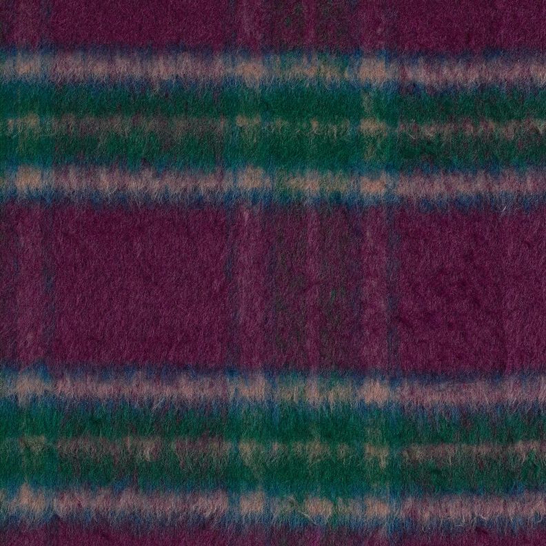 tessuto per cappotti misto lana Quadro spazzolato – rosso merlot/abete blu, image number 5