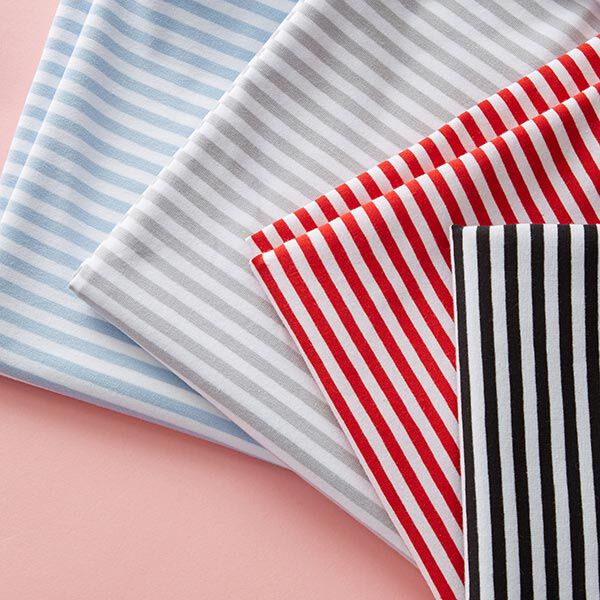 Jersey di cotone righe sottili – rosso/bianco, image number 5