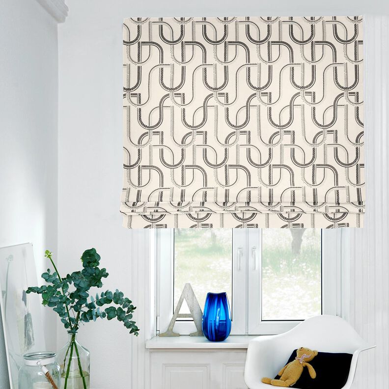 tessuto arredo mezzo panama Linee artistiche – naturale/nero,  image number 6