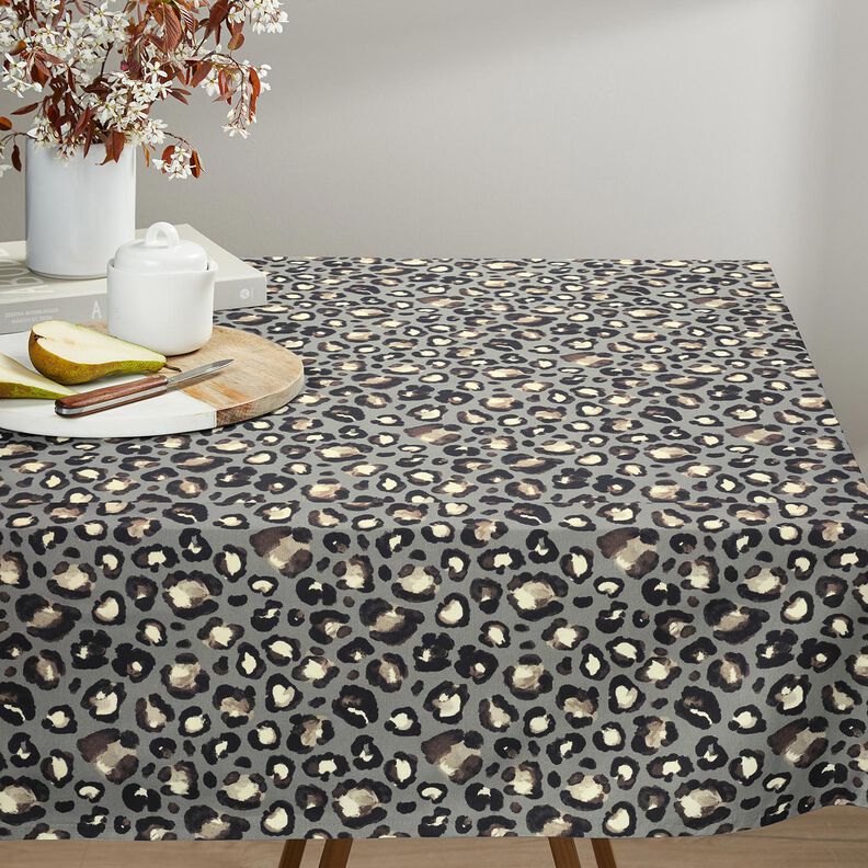 tessuto arredo tessuti canvas Pois Leopardato – grigio elefante/nero, image number 6