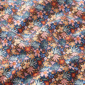tessuto in cotone popeline piccoli fiori – indaco/rosa antico chiaro, 