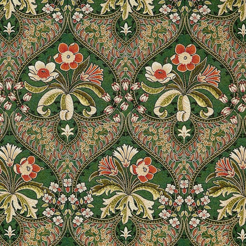 tessuto arredo gobelin Ornamenti floreali – verde/arancio chiaro,  image number 1