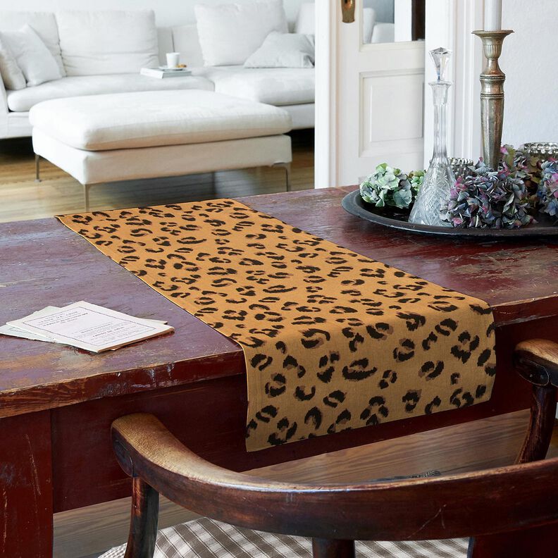 tessuto arredo mezzo panama Motivo leopardato – moca/nero, image number 7