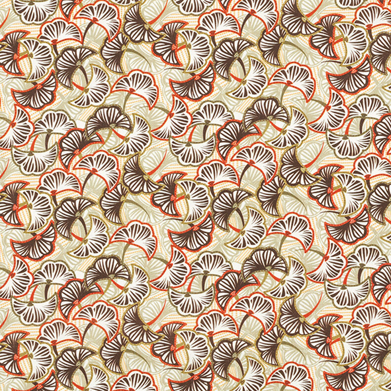 tessuto in cotone popeline Ginkgo astratto – cachi chiaro/terracotta,  image number 1