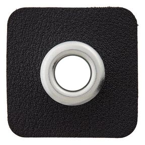 applicazione in similpelle con occhiello [ 8 mm ] – nero/argento, 