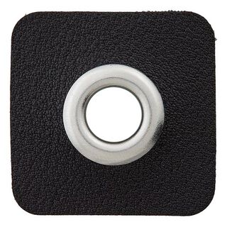 applicazione in similpelle con occhiello [ 8 mm ] – nero/argento, 