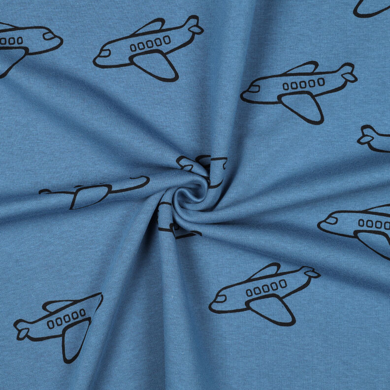 felpa garzata aerei | Poppy Fabrics – colore blu jeans,  image number 3