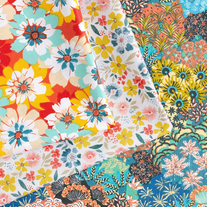 cotone rivestito Fiori primaverili – menta/terracotta,  image number 6