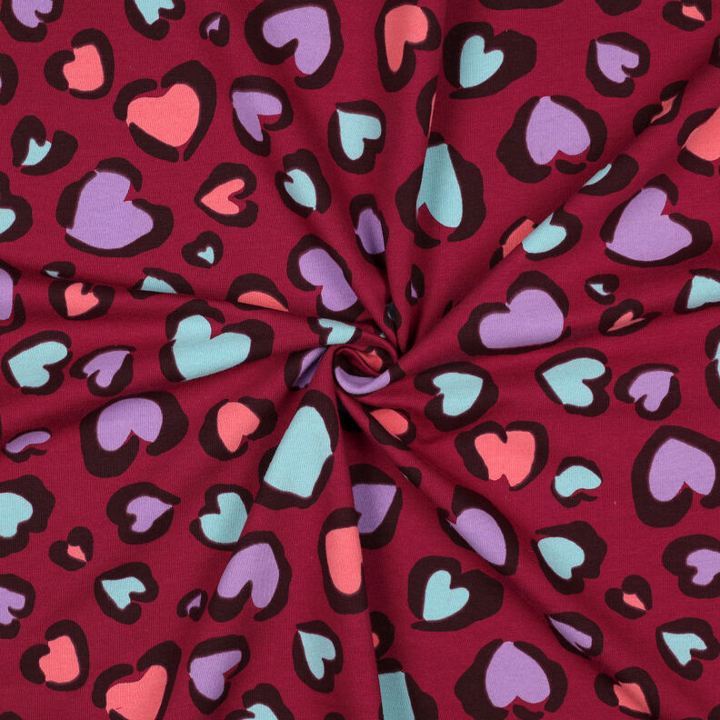 felpa garzata Cuori variopinti | Poppy Fabrics – lampone,  image number 3