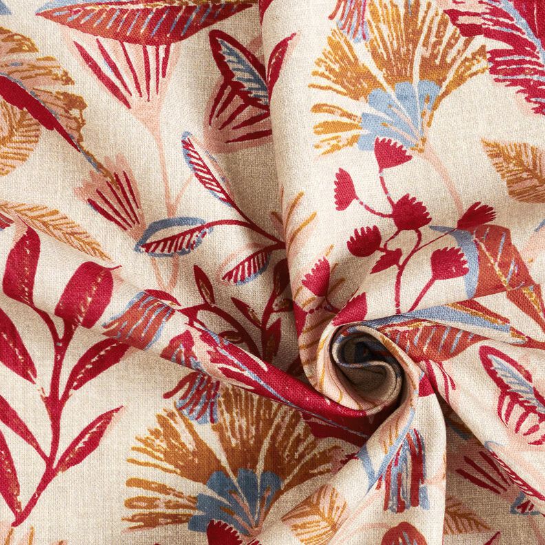 tessuto arredo mezzo panama Flora – naturale/bacca, image number 3