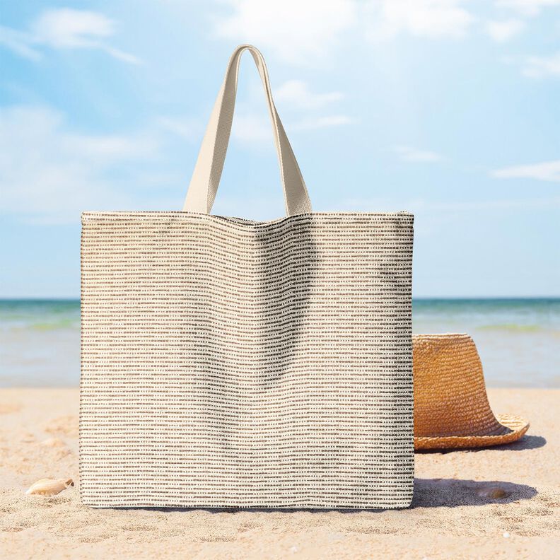 tessuto arredo Jacquard Strisce rustiche – marrone medio/naturale,  image number 7