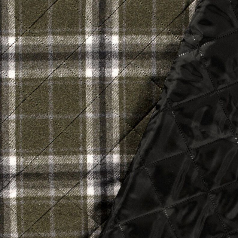 tessuto trapuntato A quadretti – verde oliva scuro/grigio pietra, image number 2