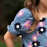 velluto a costine fiori | Poppy Fabrics – colore blu jeans/lavanda,  thumbnail number 6