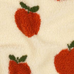 tessuto peluche mele | Poppy Fabrics – bianco lana/terracotta, 