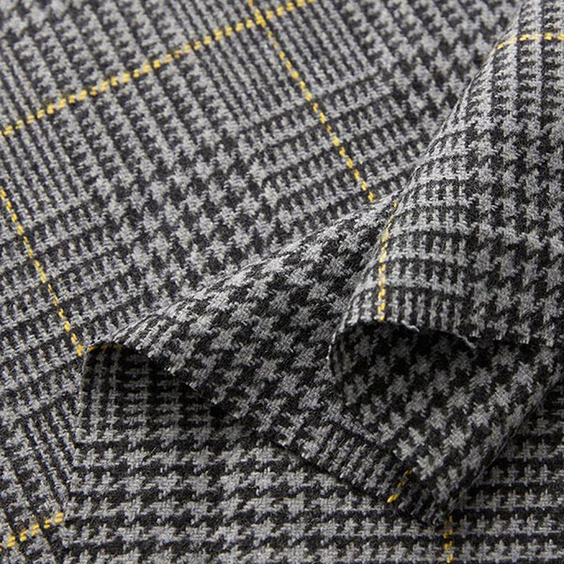 Tessuto in lana Principe di Galles – grigio scuro/giallo,  image number 3