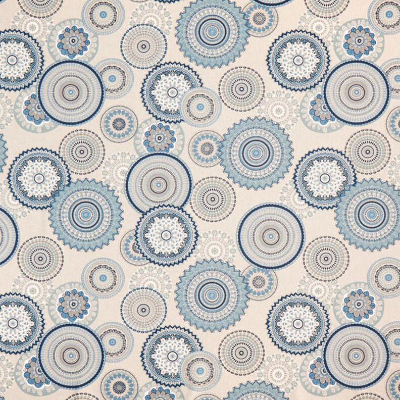 tessuto arredo mezzo panama mandala – blu, image number 1