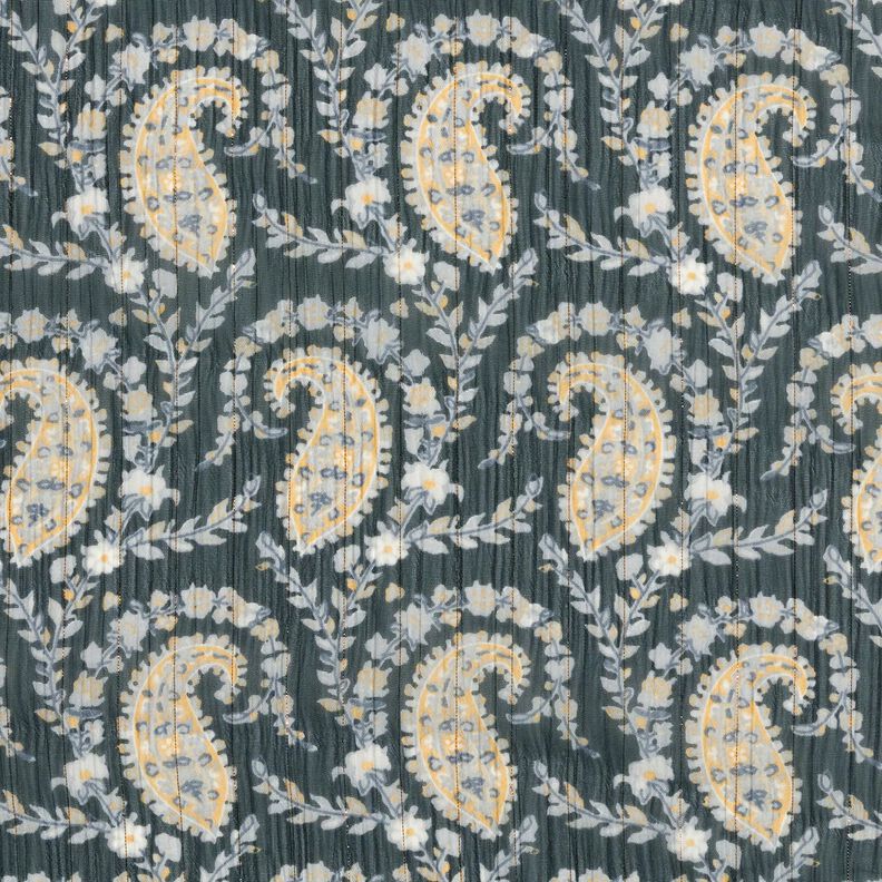 chiffon increspato Righe Paisley e Lurex – nero/blu-argento,  image number 1