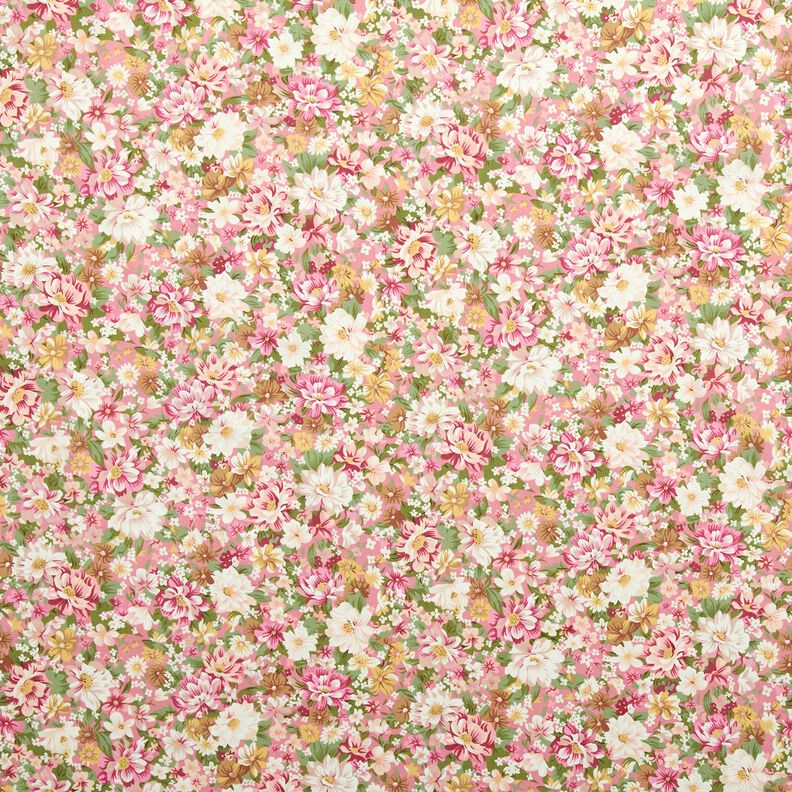 popeline di cotone Fiori romantici – rosa/beige,  image number 1