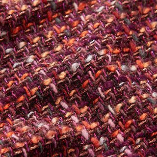 Tessuto misto lana vergine bouclé lurex – rosso merlot, 