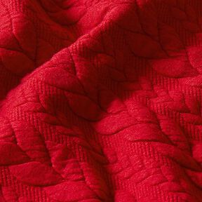 Jersey jacquard, cloqué, motivi a treccia – rosso, 