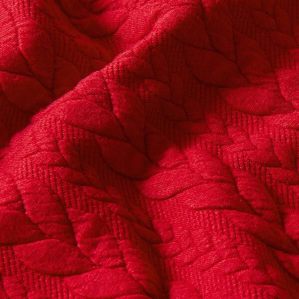 Jersey jacquard, cloqué, motivi a treccia – rosso,  image number 2